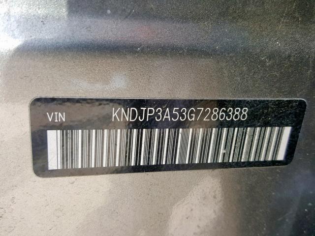 KNDJP3A53G7286388 - 2016 KIA SOUL + GRAY photo 10