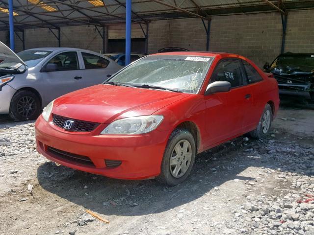 1HGEM22155L036012 - 2005 HONDA CIVIC DX V RED photo 2