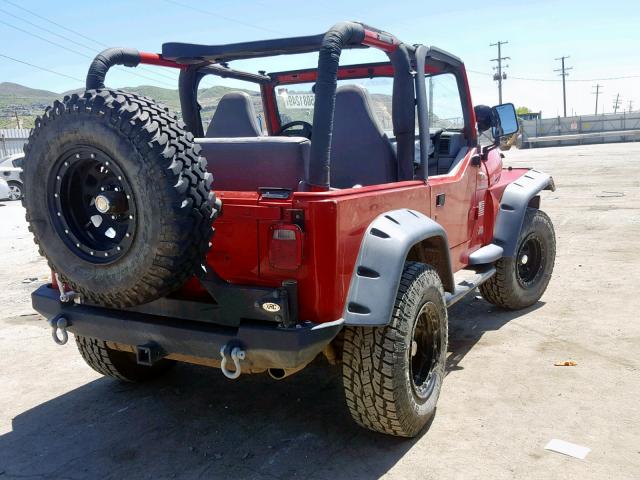 1J4FY29P4VP403650 - 1997 JEEP WRANGLER / RED photo 4