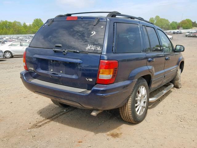 1J4GW58N24C322390 - 2004 JEEP GRAND CHER BLUE photo 4