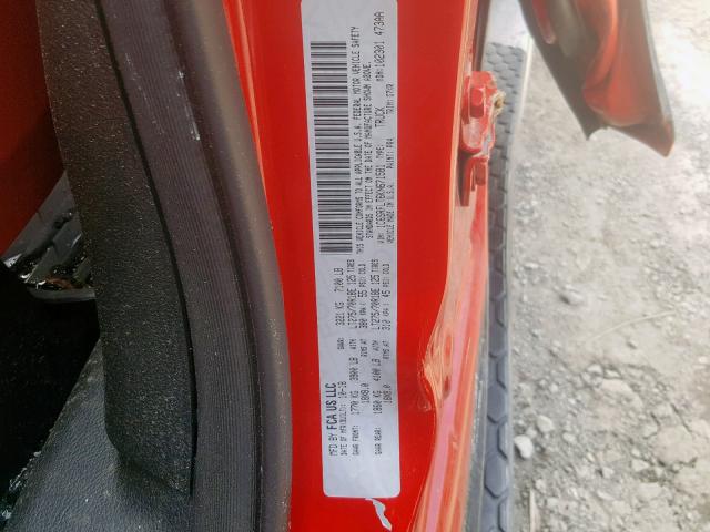 1C6SRFLT6KN671581 - 2019 RAM 1500 REBEL წითელი ფოტო 10