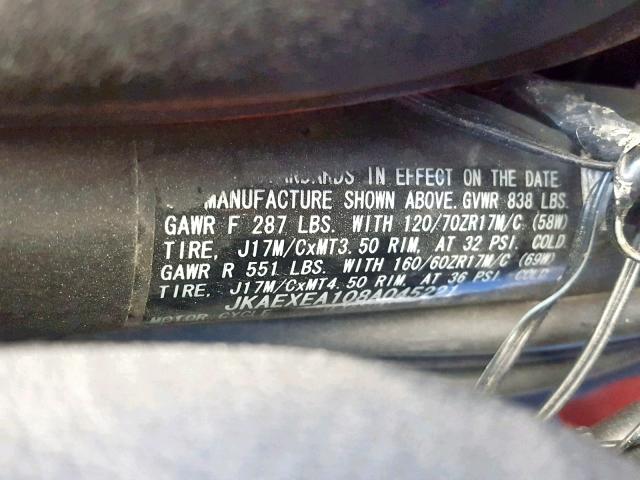 JKAEXEA108A045221 - 2008 KAWASAKI EX650 A Qırmızı foto 10