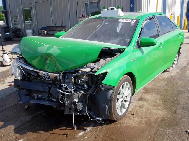 4T1BD1FK4CU004525 - 2012 TOYOTA CAMRY HYBR GREEN photo 2