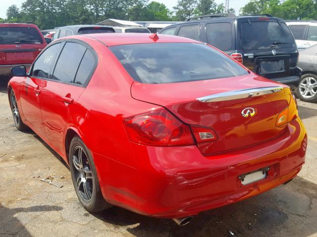 JN1CV6AP7AM407095 - 2010 INFINITI G37 BASE RED photo 3