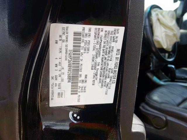 1FAHP36N89W268894 - 2009 FORD FOCUS SES BLACK photo 10