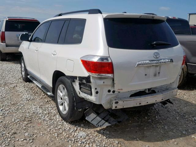 5TDZK3EH3CS088593 - 2012 TOYOTA HIGHLANDER WHITE photo 3