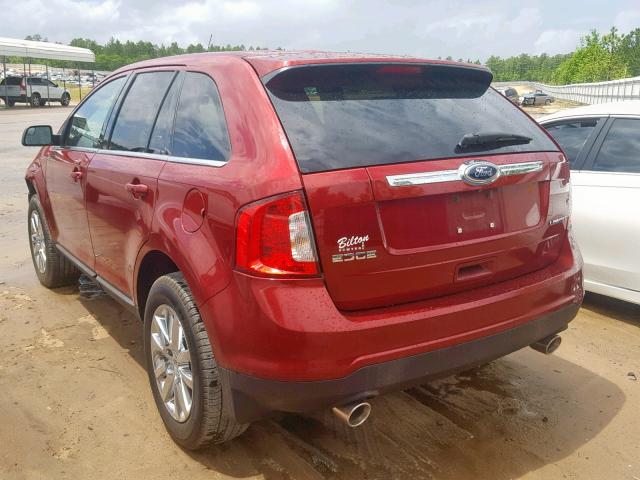 2FMDK3KC3EBA41941 - 2014 FORD EDGE LIMIT MAROON photo 3