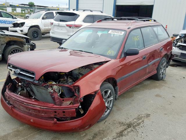 4S3BH635227306297 - 2002 SUBARU LEGACY L RED photo 2