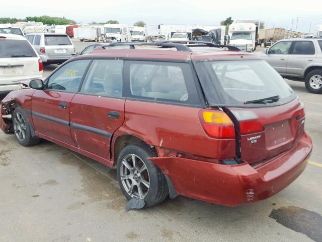 4S3BH635227306297 - 2002 SUBARU LEGACY L RED photo 3