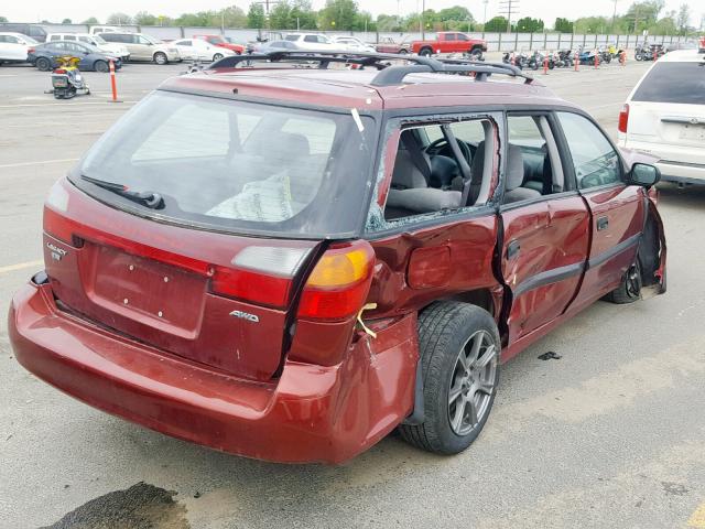 4S3BH635227306297 - 2002 SUBARU LEGACY L RED photo 4