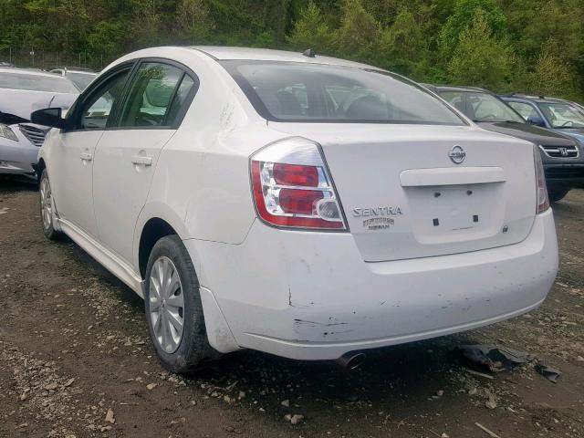 3N1AB6AP7CL719365 - 2012 NISSAN SENTRA 2.0 WHITE photo 3