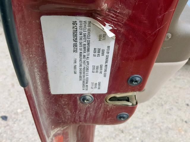 1G1ZT62875F185732 - 2005 CHEVROLET MALIBU MAX BURGUNDY photo 10