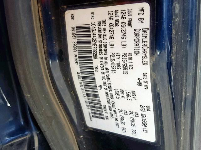 1C4GJ44G5YB732280 - 2000 CHRYSLER GRAND VOYA BLUE photo 10