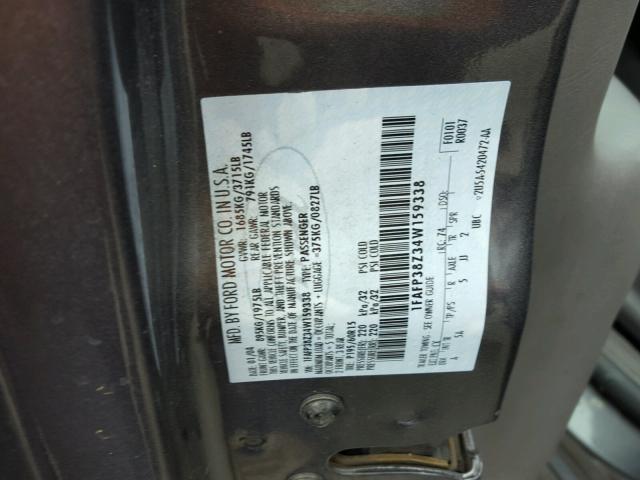 1FAFP38Z34W159338 - 2004 FORD FOCUS ZTS GRAY photo 10