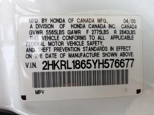 2HKRL1865YH576677 - 2000 HONDA ODYSSEY EX  photo 10