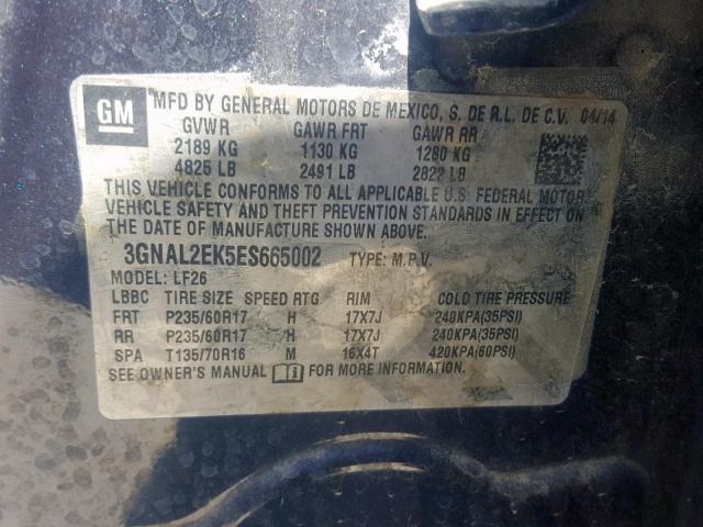 3GNAL2EK5ES665002 - 2014 CHEVROLET CAPTIVA LS 蓝色 照片 10