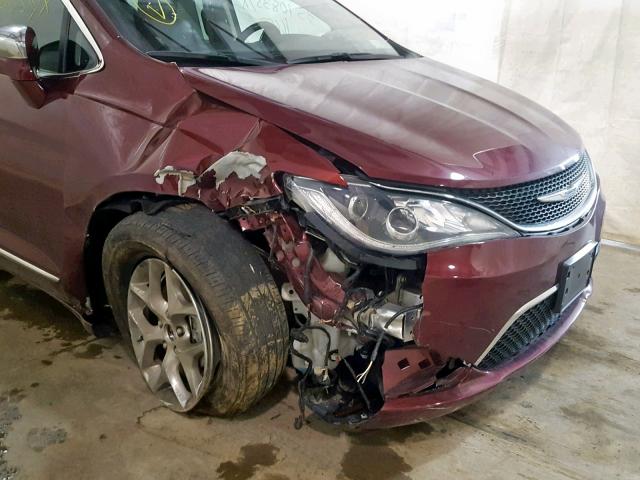 2C4RC1GG9JR320481 - 2018 CHRYSLER PACIFICA L MAROON photo 9