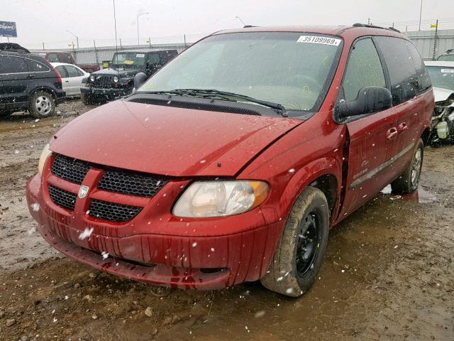 1B4GP45R01B141923 - 2001 DODGE CARAVAN SP RED photo 2