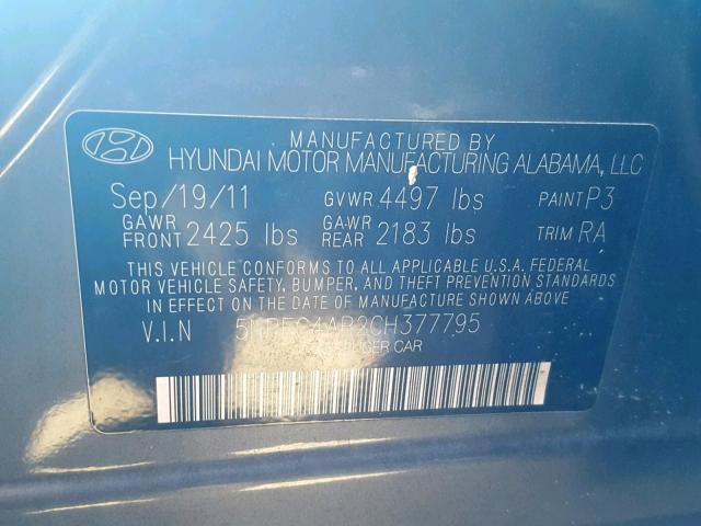 5NPEC4AB2CH377795 - 2012 HYUNDAI SONATA SE Qara foto 10