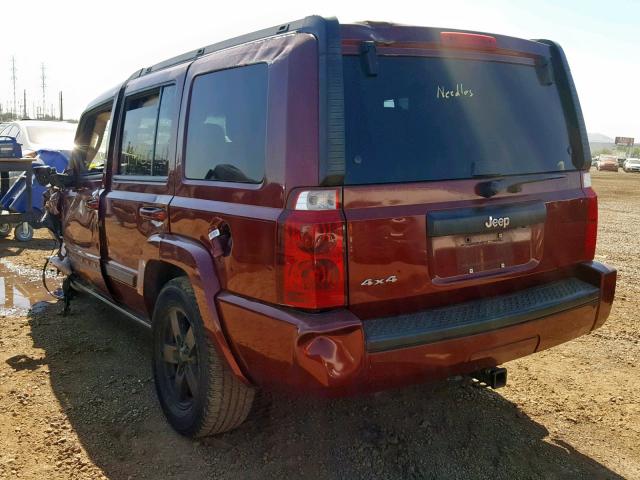 1J8HG48K17C578802 - 2007 JEEP COMMANDER MAROON photo 3