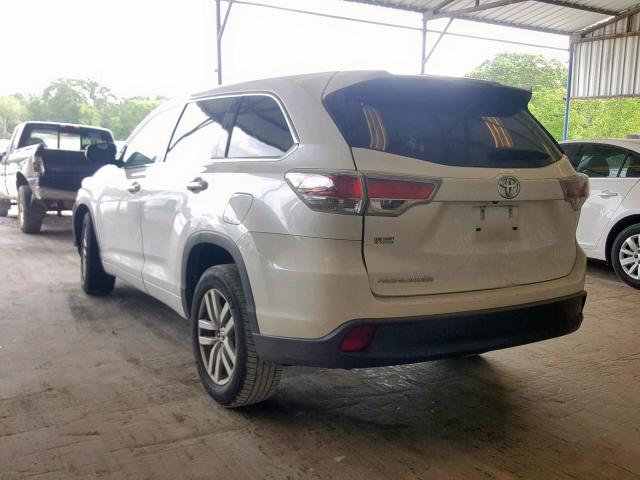 5TDZARFH0GS017829 - 2016 TOYOTA HIGHLANDER WHITE photo 3