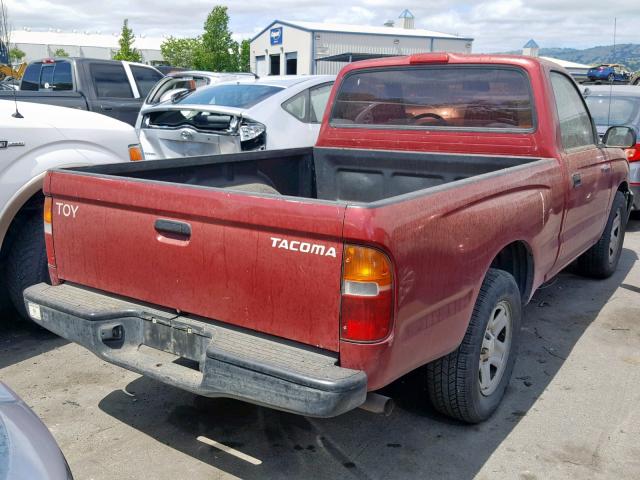 4TANL42N1WZ164158 - 1998 TOYOTA TACOMA RED photo 4