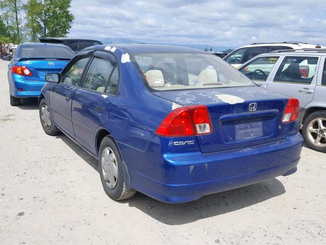 2HGES16334H611067 - 2004 HONDA CIVIC DX V BLUE photo 3