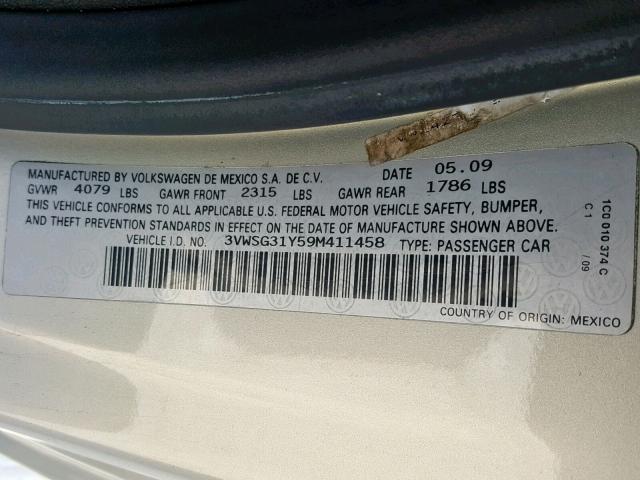 3VWSG31Y59M411458 - 2009 VOLKSWAGEN NEW BEETLE ვერცხლისფერი ფოტო 10