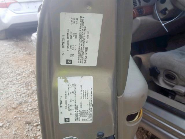 1G4HP52K134108985 - 2003 BUICK LESABRE CU TAN photo 10