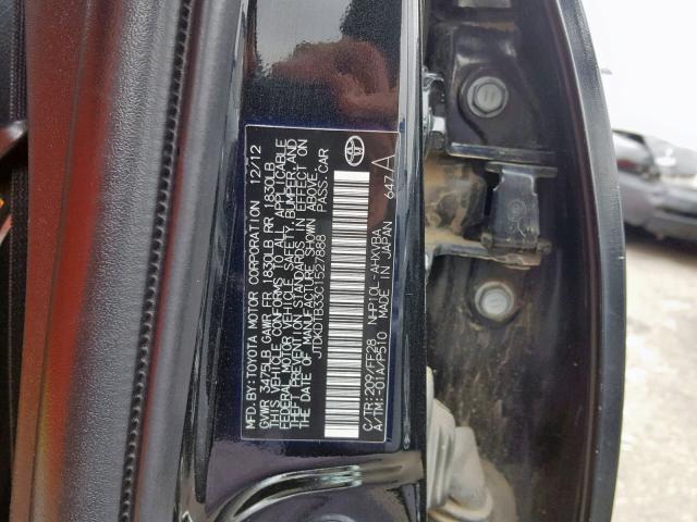 JTDKDTB33C1527888 - 2012 TOYOTA PRIUS C BLACK photo 10