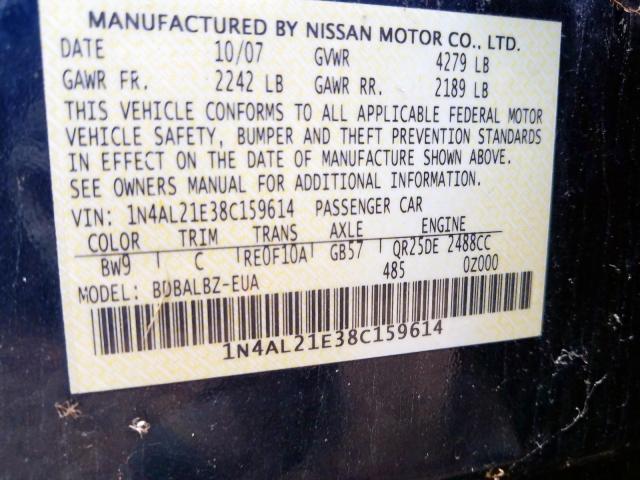 1N4AL21E38C159614 - 2008 NISSAN ALTIMA 2.5  photo 10