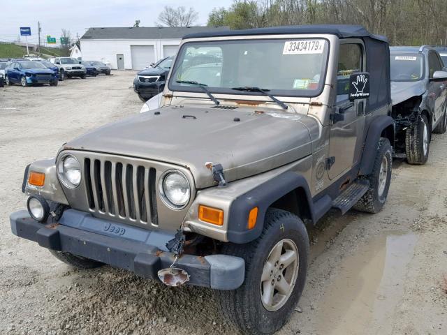 1J4FA49S82P753881 - 2002 JEEP WRANGLER / BEIGE photo 2