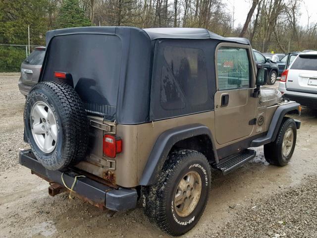 1J4FA49S82P753881 - 2002 JEEP WRANGLER / BEIGE photo 4