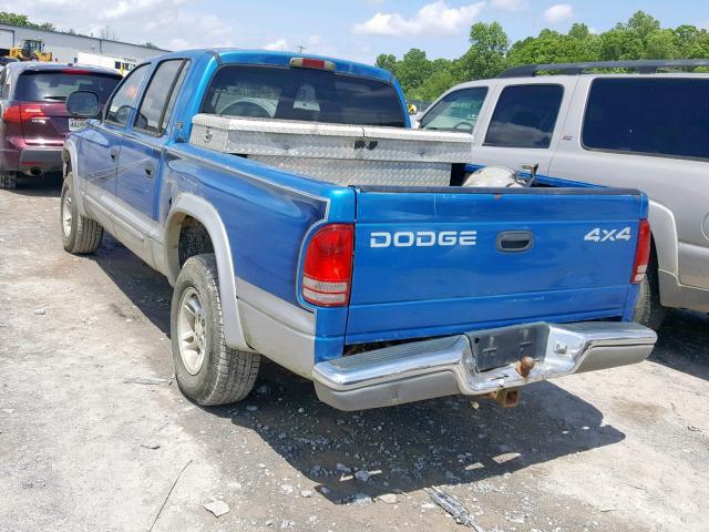 1B7HG2AZ8YS777517 - 2000 DODGE DAKOTA QUA BLUE photo 3