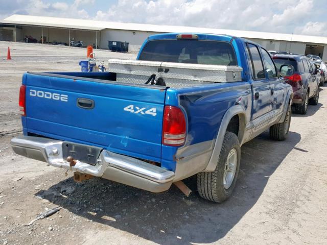 1B7HG2AZ8YS777517 - 2000 DODGE DAKOTA QUA BLUE photo 4