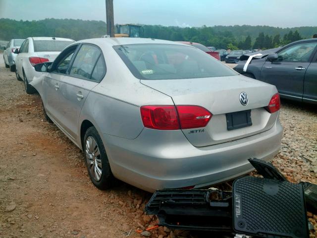 3VW2K7AJXCM326602 - 2012 VOLKSWAGEN JETTA BASE SILVER photo 3