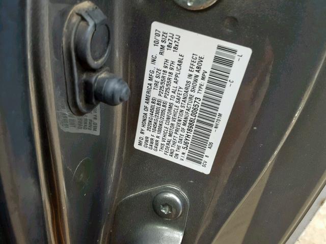 5J6YH18988L006573 - 2008 HONDA ELEMENT SC TWO TONE photo 10