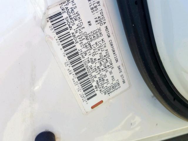 JT6HF10U9X0035535 - 1999 LEXUS RX 300 WHITE photo 10