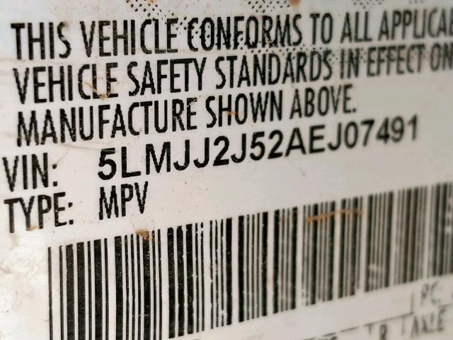 5LMJJ2J52AEJ07491 - 2010 LINCOLN NAVIGATOR 白色 照片 10