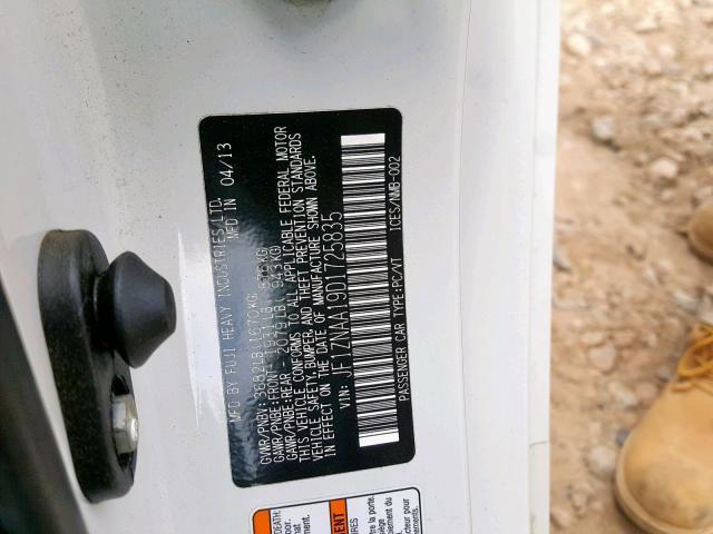 JF1ZNAA19D1725835 - 2013 TOYOTA SCION FR-S WHITE photo 10