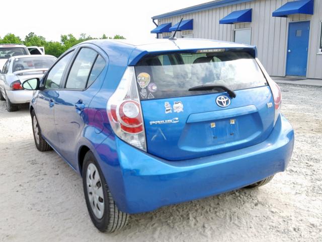 JTDKDTB3XE1560826 - 2014 TOYOTA PRIUS C BLUE photo 3