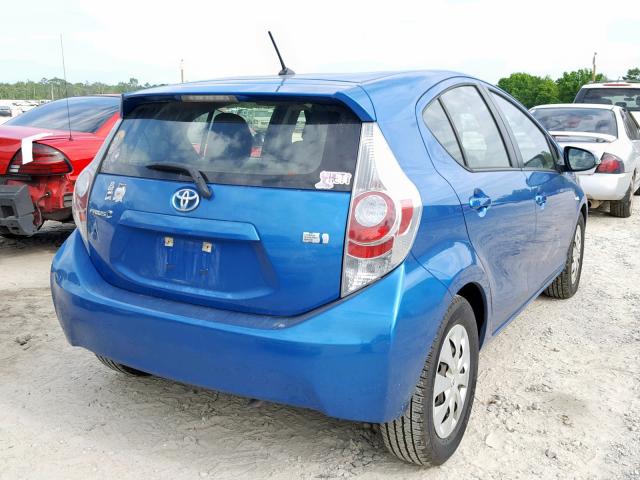 JTDKDTB3XE1560826 - 2014 TOYOTA PRIUS C BLUE photo 4