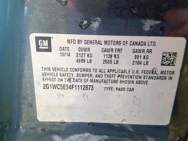 2G1WC5E34F1112873 - 2015 CHEVROLET IMPALA LIM BLACK photo 10