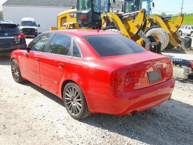 WAUBF78E98A048244 - 2008 AUDI A4 S-LINE RED photo 3