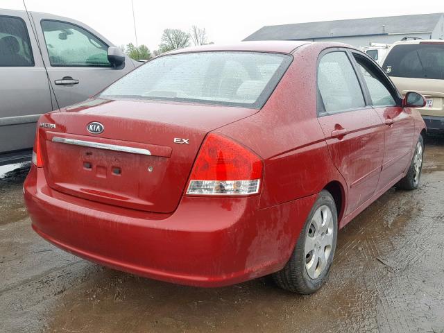 KNAFE222495662831 - 2009 KIA SPECTRA EX RED photo 4