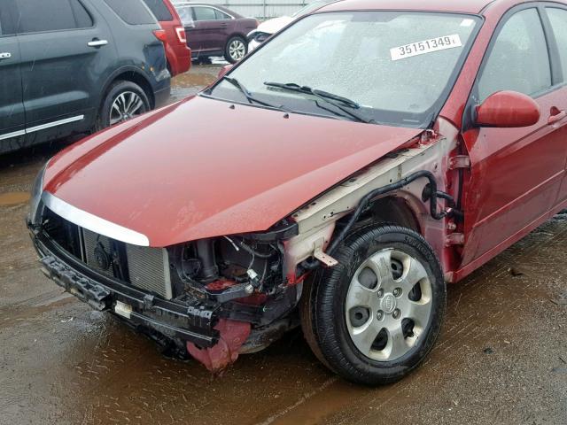 KNAFE222495662831 - 2009 KIA SPECTRA EX RED photo 9