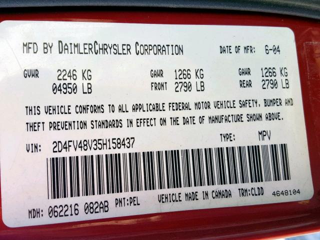 2D4FV48V35H158437 - 2005 DODGE MAGNUM SXT RED photo 10