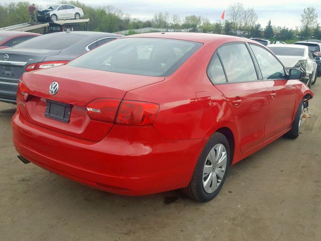 3VW2K7AJ7CM391150 - 2012 VOLKSWAGEN JETTA BASE RED photo 4