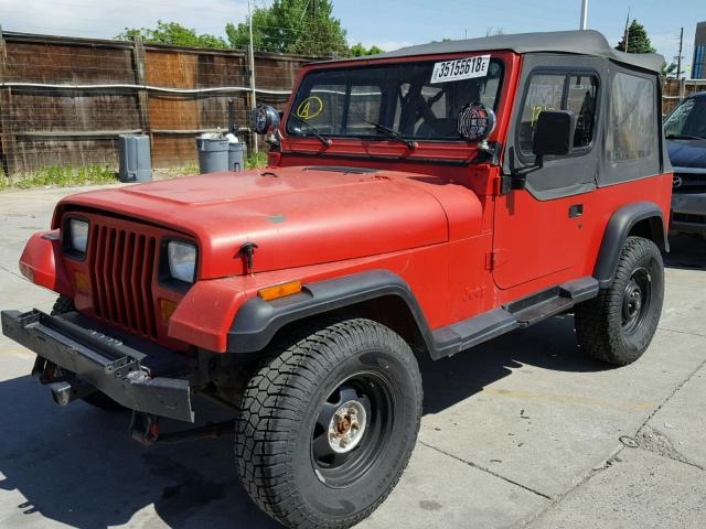 2J4FY19P0MJ132835 - 1991 JEEP WRANGLER / RED photo 2