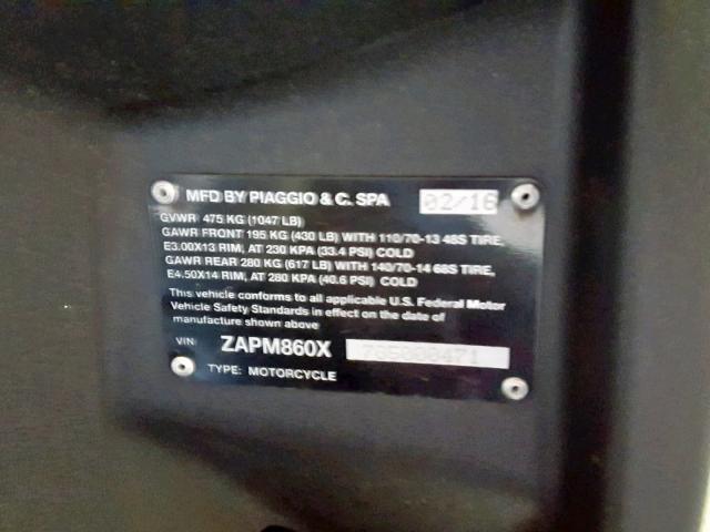 ZAPM860X7G5000471 - 2016 PIAGGIO MP3 500 SP BLACK photo 10